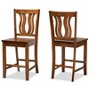 Baxton Studio Fenton Modern and Contemporary Transitional Walnut Brown Finished Wood 2-Piece Counter Stool Set 176-11415-Zoro
